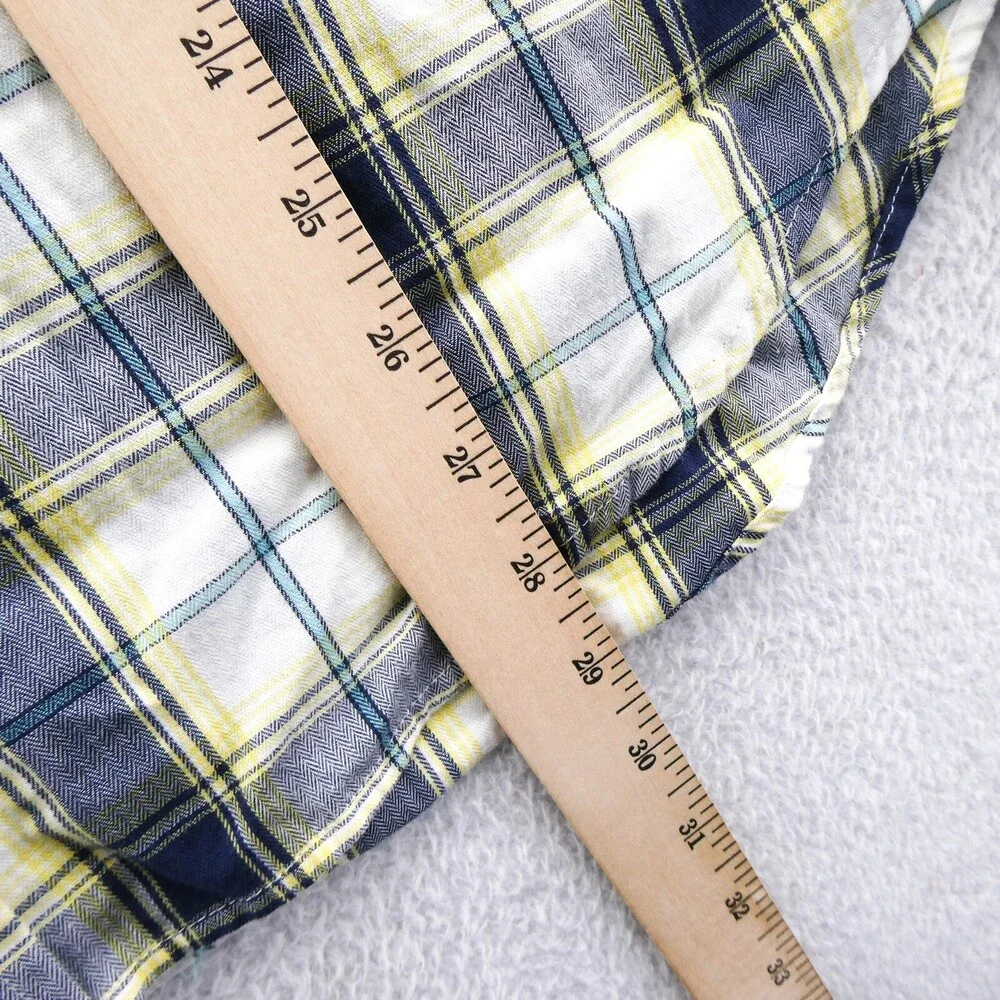 Banana Republic Button Up Shirt Mens Medium Slim Yellow Plaid Cotton Button Down